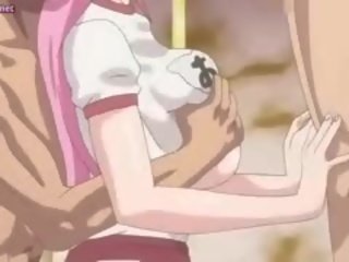 Stor meloned anime strumpet blir munn fylt
