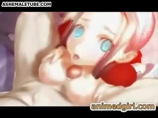 Pleasant hentai teenija titfucked ja cummed edasi nägu